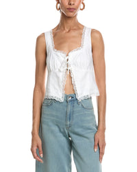 Reveriee Sleeveless Linen Tie Front Top
