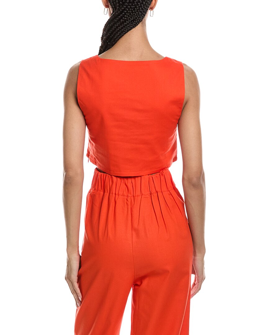 Reveriee Linen-Blend Sleeveless Top