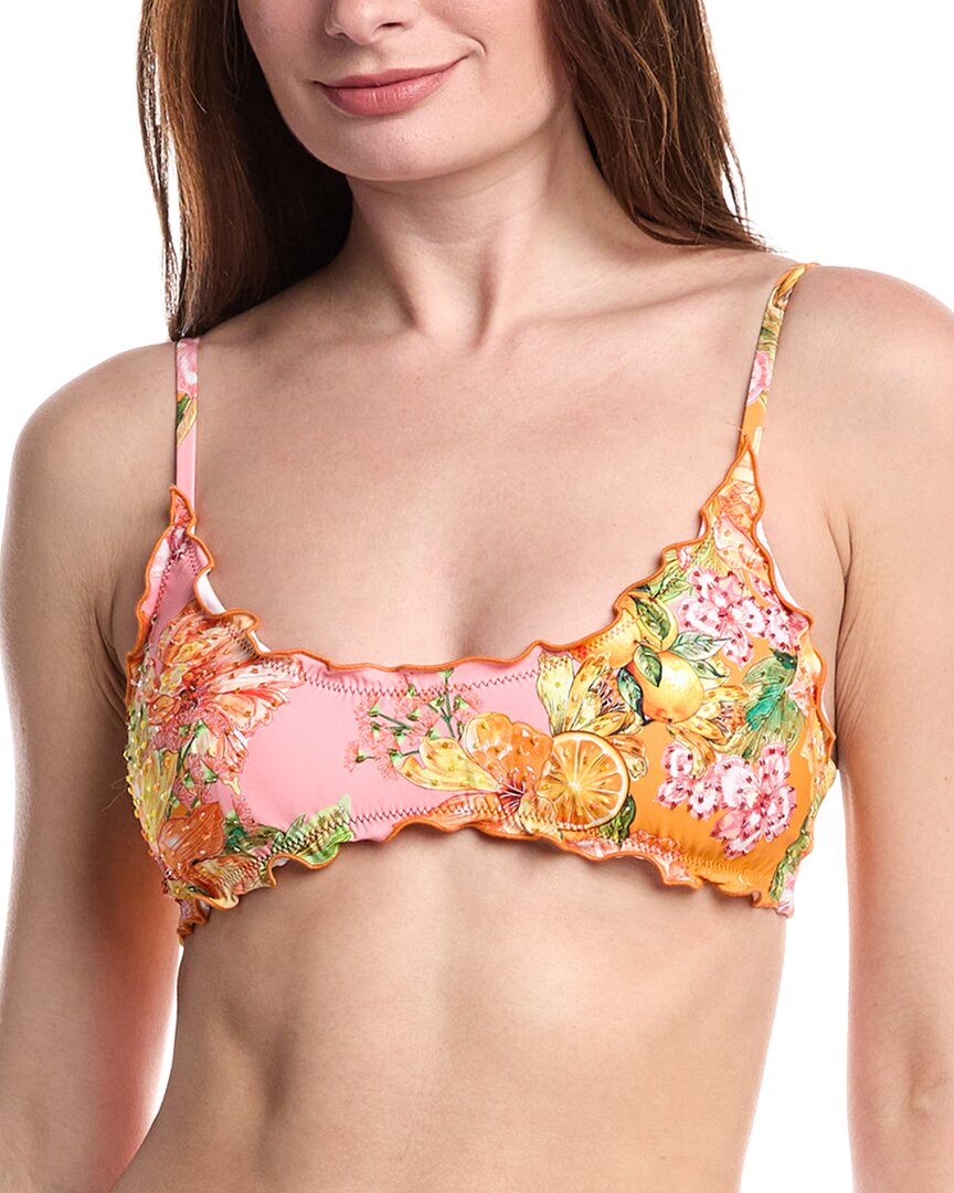 Pq Swim Embroidered Lettuce Edge Bralette Top