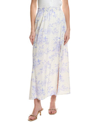 Saltwater Luxe Linen-Blend Floral Midi Skirt