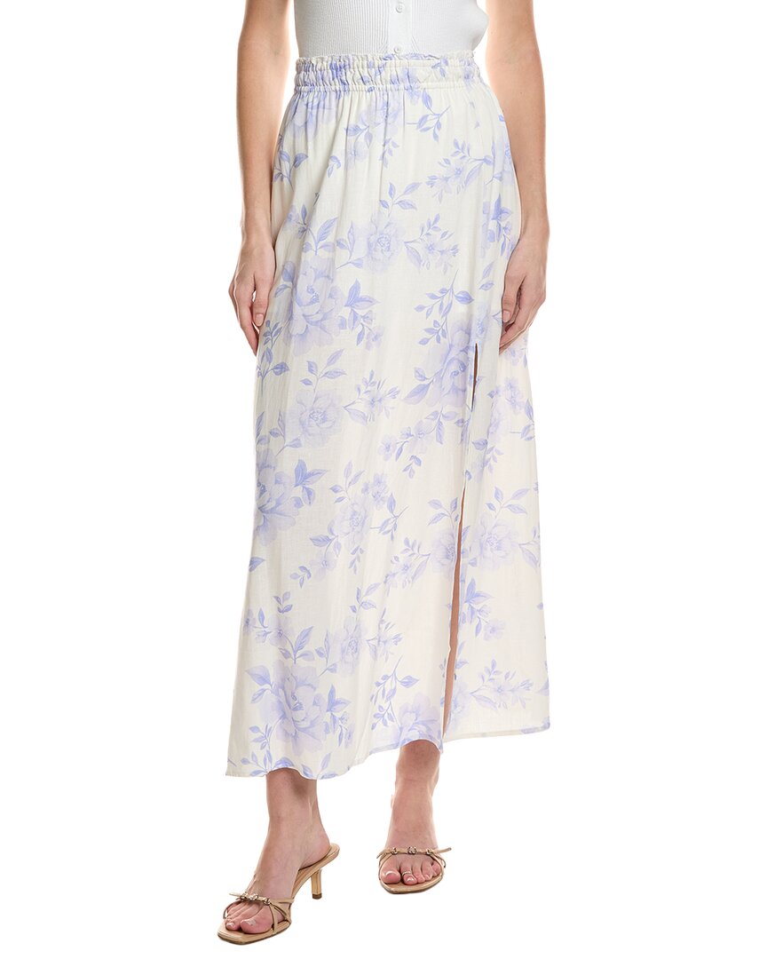Saltwater Luxe Linen-Blend Floral Midi Skirt