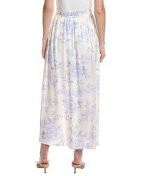 Saltwater Luxe Linen-Blend Floral Midi Skirt