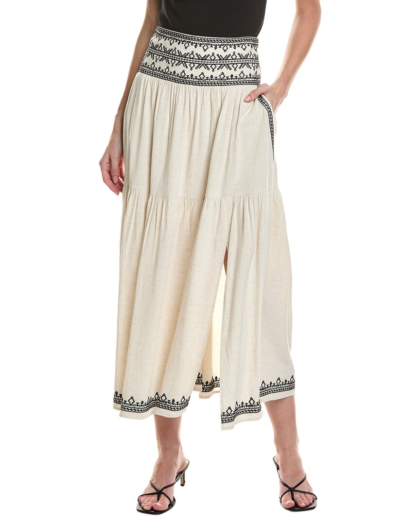 Saltwater Luxe Linen-Blend Midi Skirt