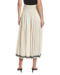Saltwater Luxe Linen-Blend Midi Skirt