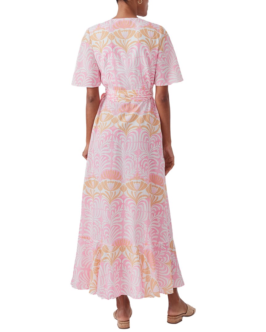 J.McLaughlin Women's Audette Wrap Dress in Mega Swaying Leaves White/Pink/Orange, Size Large