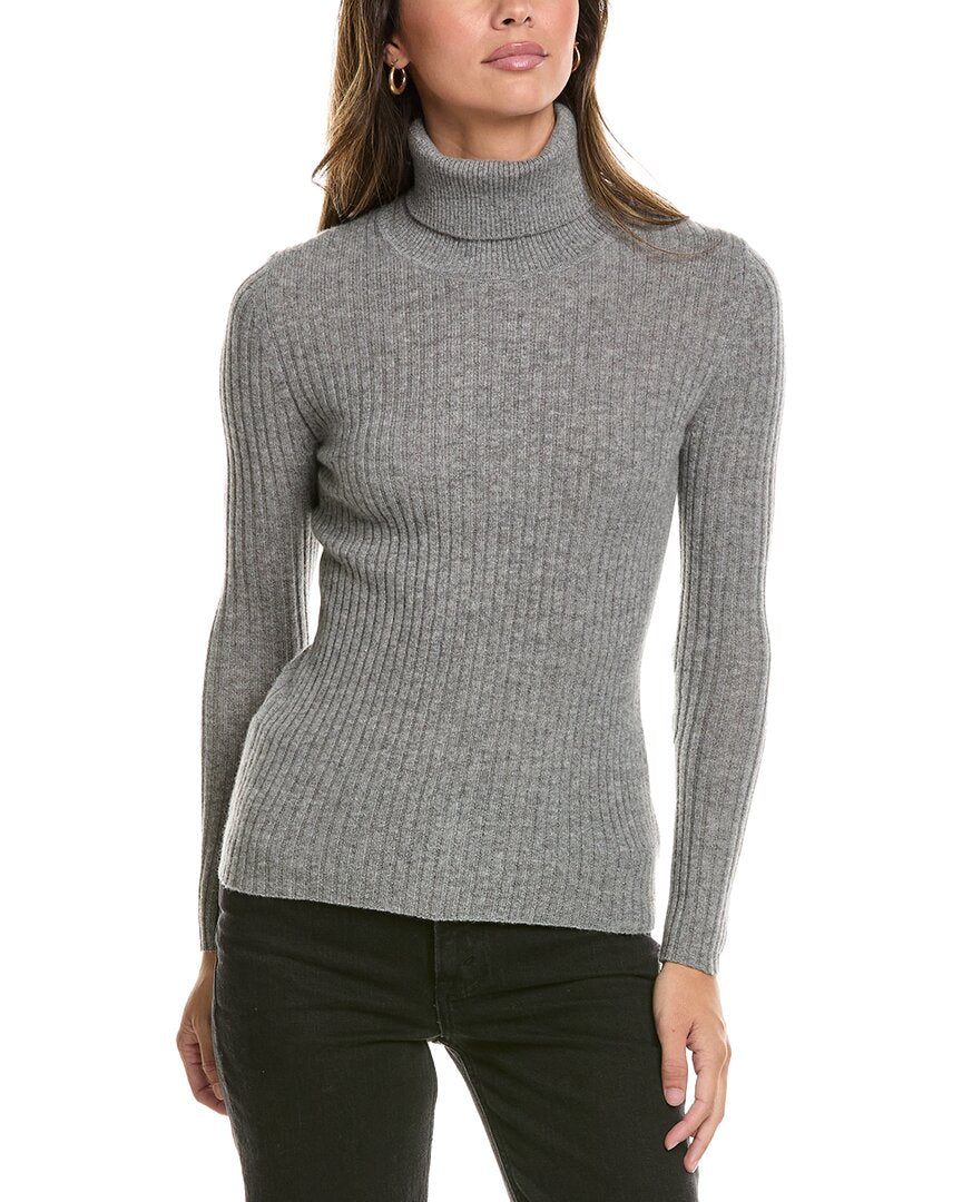 Alashan Cashmere Alashan Cashmere Ada Rib Fold Over Turtleneck Cashmere Sweater