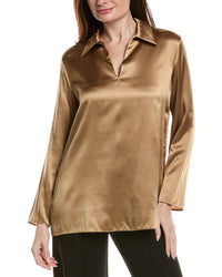 Lafayette 148 New York Split Collar Popover Blouse