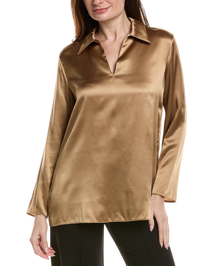 Lafayette 148 New York Split Collar Popover Blouse