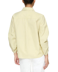 Lafayette 148 New York Petite Ruched Sleeve Button Top