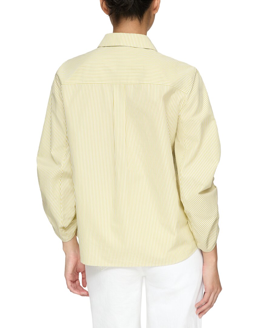 Lafayette 148 New York Petite Ruched Sleeve Button Top