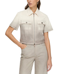 Lafayette 148 New York Dip Dye Zip Front Top