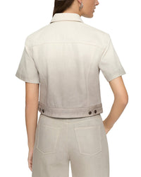 Lafayette 148 New York Dip Dye Zip Front Top