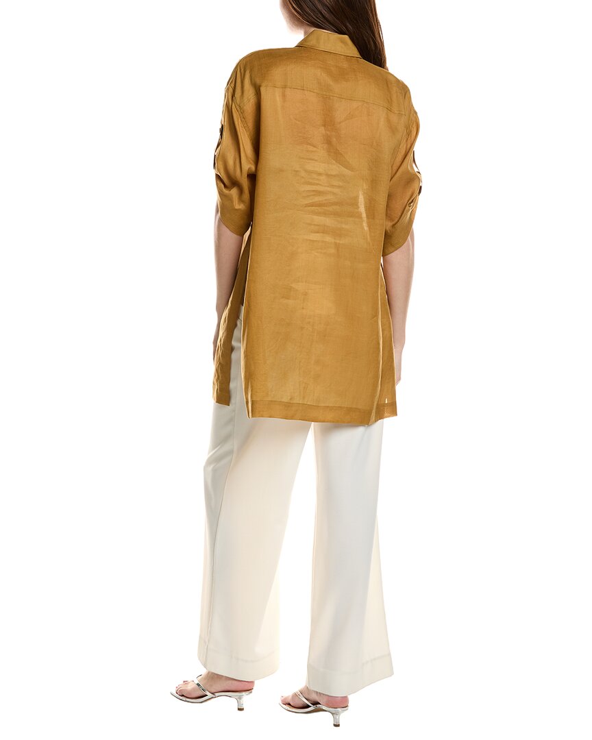 Lafayette 148 New York Tab Sleeve Side Slit Shirt