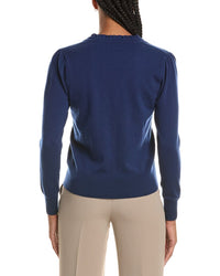 N.PEAL N.Peal Ruffle Trim V-Neck 100% Cashmere Sweater