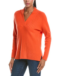 N.PEAL N.Peal V-Neck Wide Rib 100% Cashmere Sweater