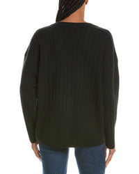 N.PEAL N.Peal Wide Rib V-Neck 100% Cashmere Sweater