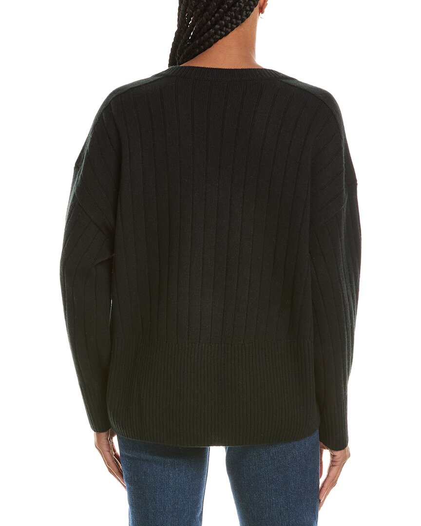 N.PEAL N.Peal Wide Rib V-Neck 100% Cashmere Sweater