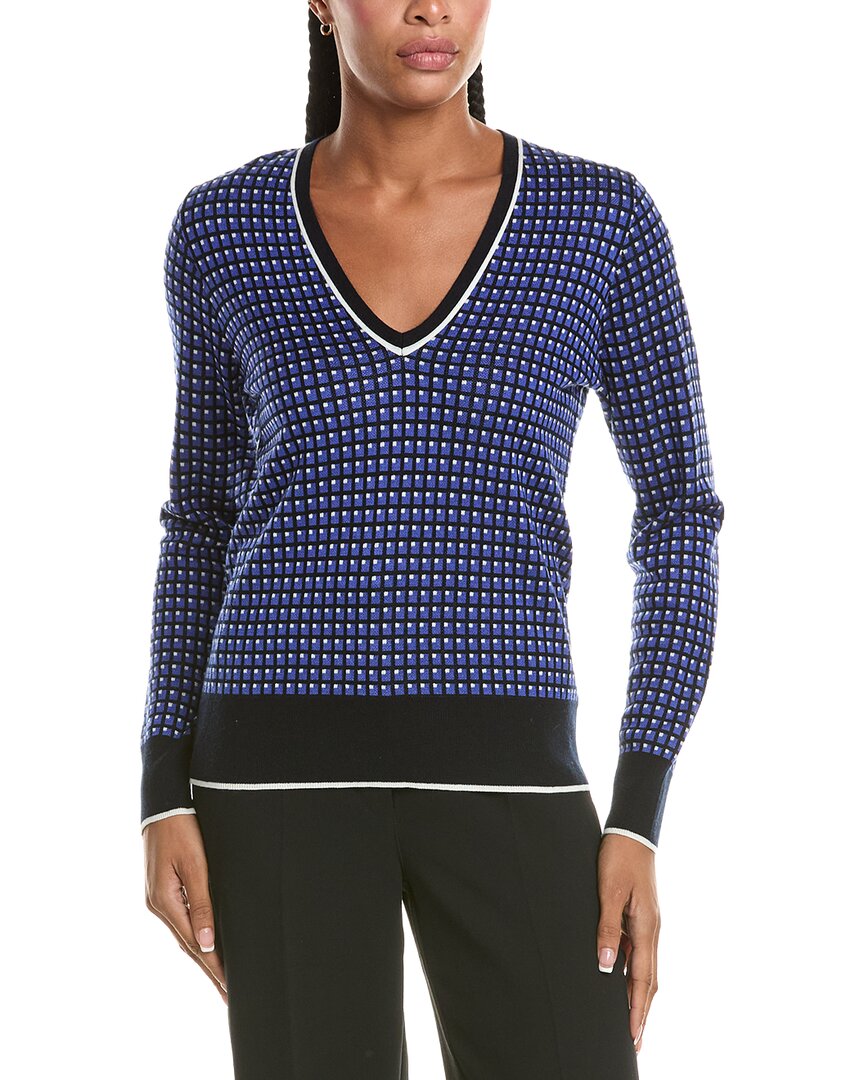 N.Peal Jacquard V-Neck Silk & Cashmere-Blend Sweater