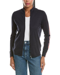 N.Peal Stripe1/2-Zip Cashmere-Blend Pullover