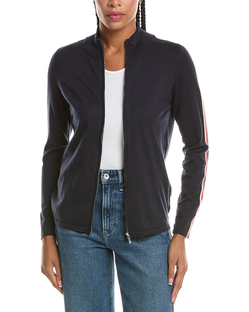 N.Peal Stripe1/2-Zip Cashmere-Blend Pullover