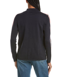 N.Peal Stripe1/2-Zip Cashmere-Blend Pullover