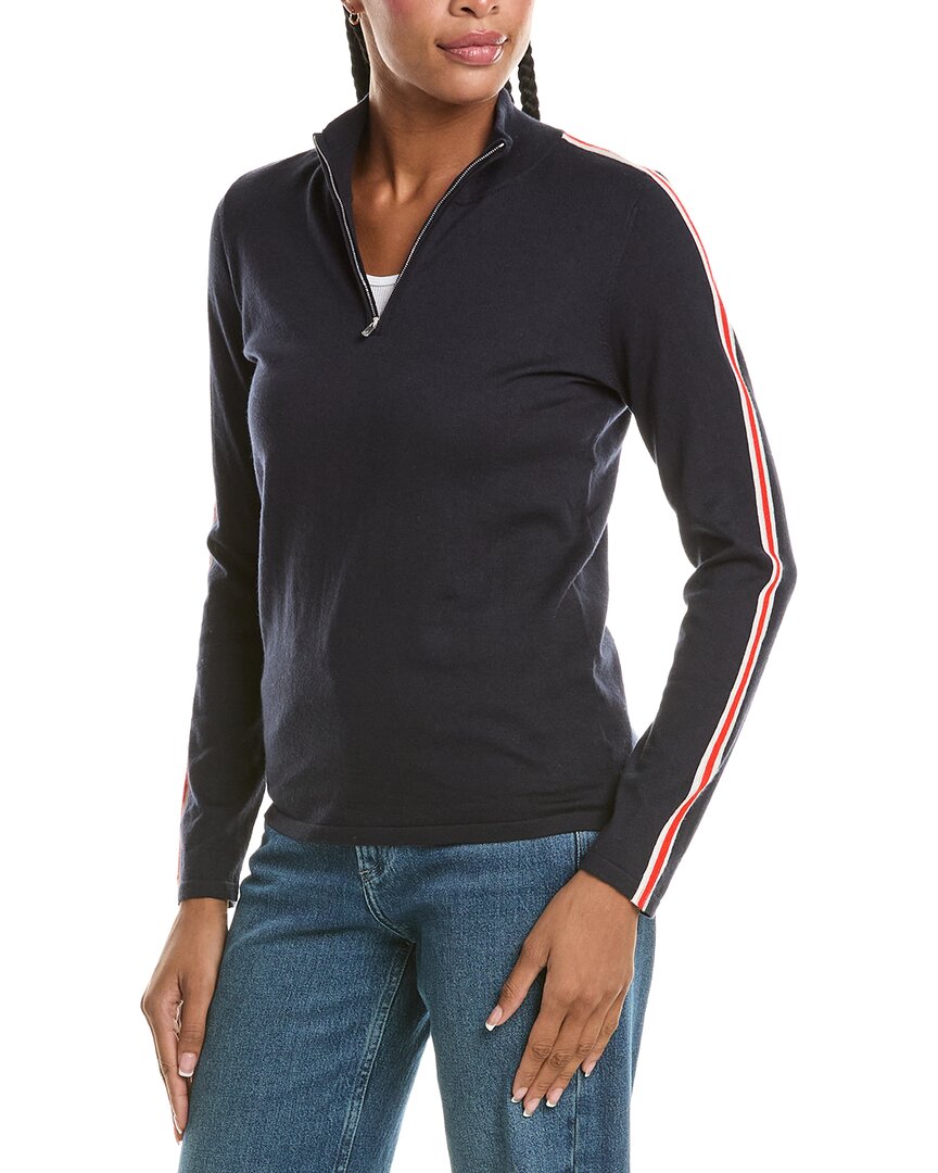 N.Peal Stripe Sleeve Half Zip Cashmere-Blend Pullover