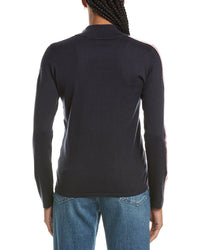 N.Peal Stripe Sleeve Half Zip Cashmere-Blend Pullover