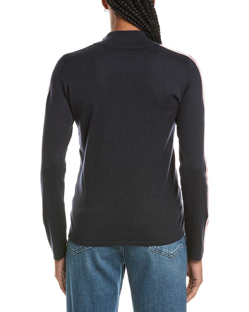 N.Peal Stripe Sleeve Half Zip Cashmere-Blend Pullover