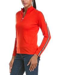 N.PEAL N.Peal Stripe Sleeve Half Zip Cashmere-Blend Pullover
