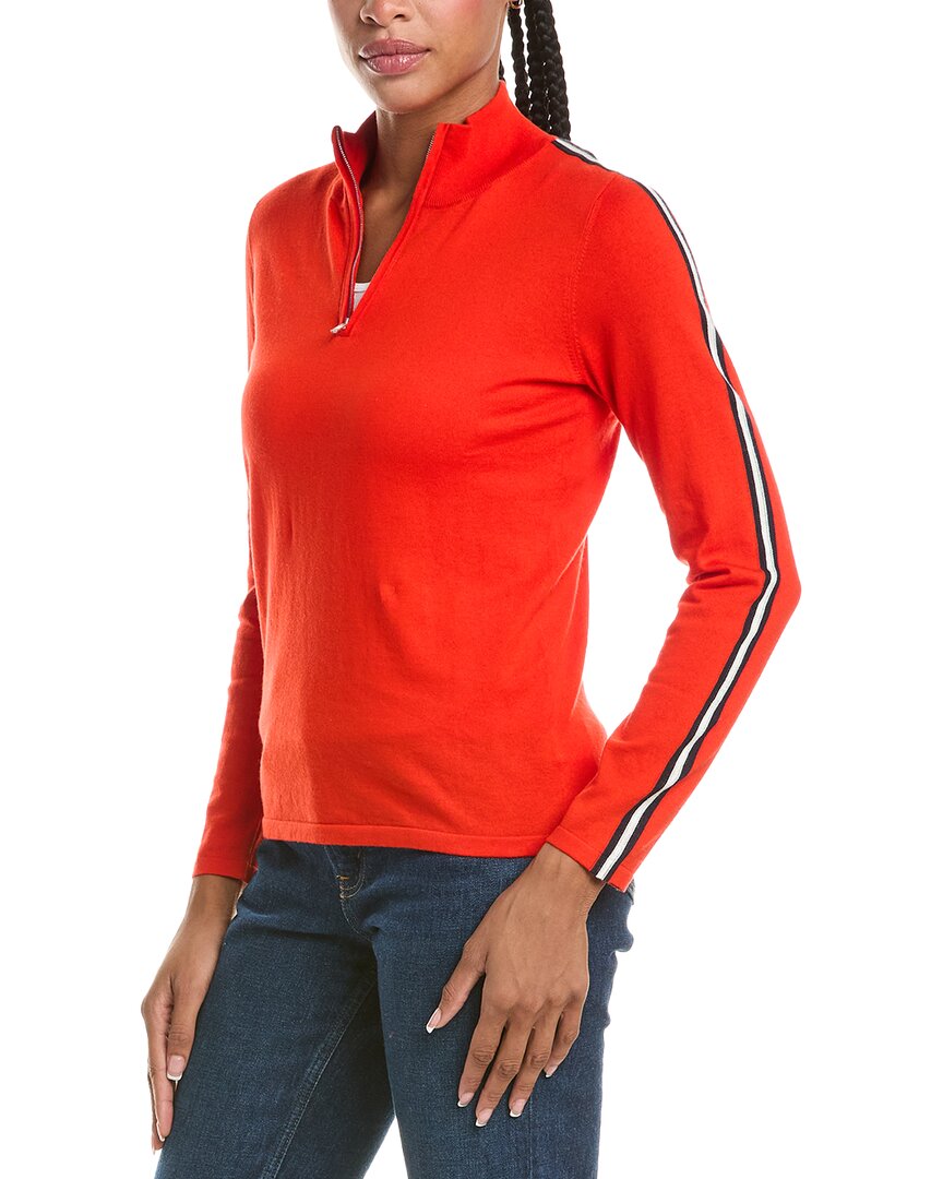N.PEAL N.Peal Stripe Sleeve Half Zip Cashmere-Blend Pullover