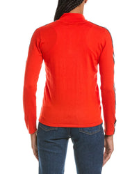 N.PEAL N.Peal Stripe Sleeve Half Zip Cashmere-Blend Pullover