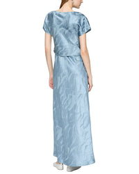 Lafayette 148 New York Bateau Neck Drape Front Linen-Blend Gown