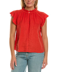 Velvet By Graham & Spencer Semira Short Sleeve Woven Linen Top