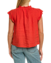 Velvet By Graham & Spencer Semira Short Sleeve Woven Linen Top