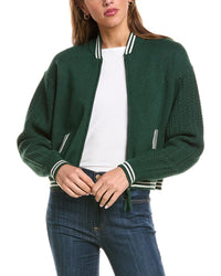 525 America 525 America Cable Sleeve Zip Front Bomber Jacket