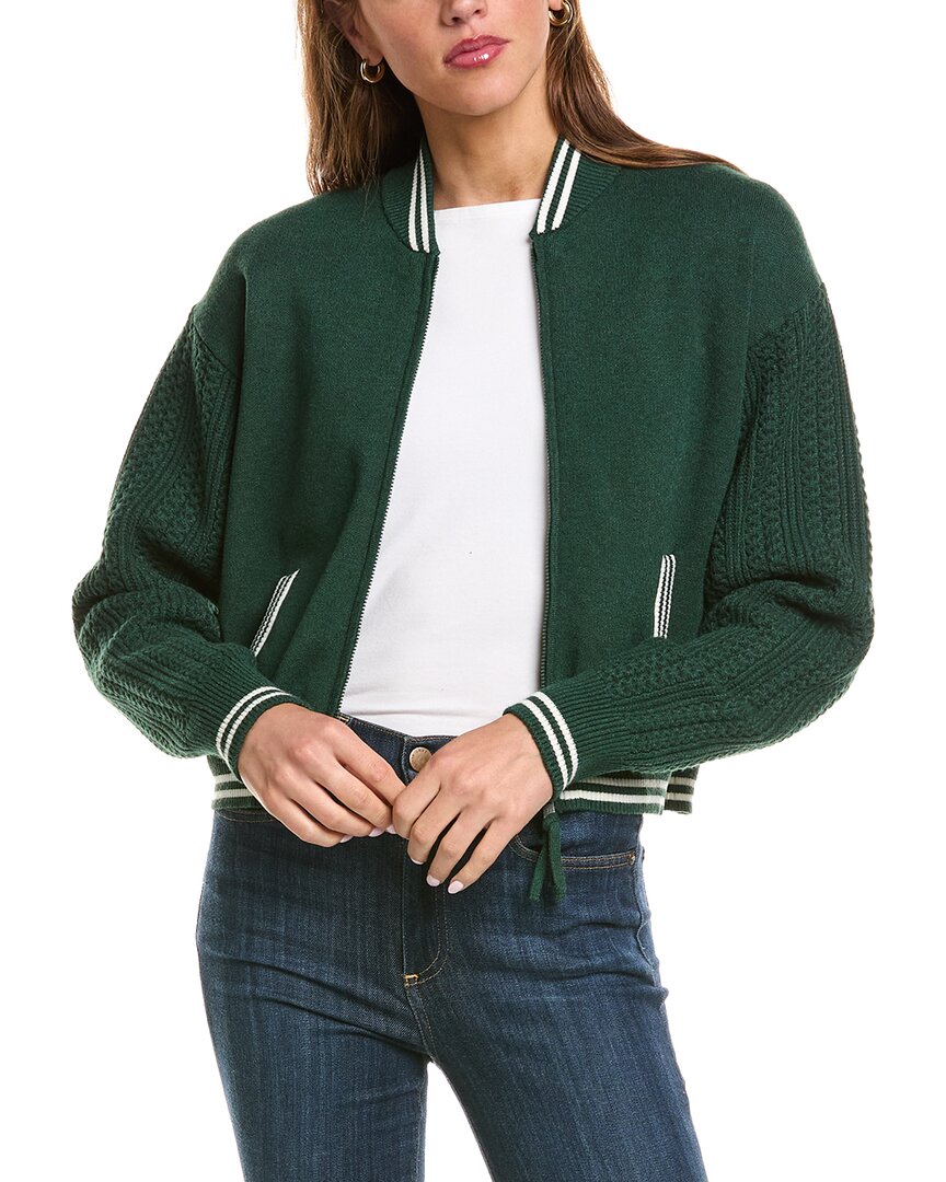 525 America 525 America Cable Sleeve Zip Front Bomber Jacket