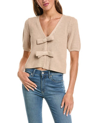 525 America Shaker Puff Sleeve Bow Front Cardigan