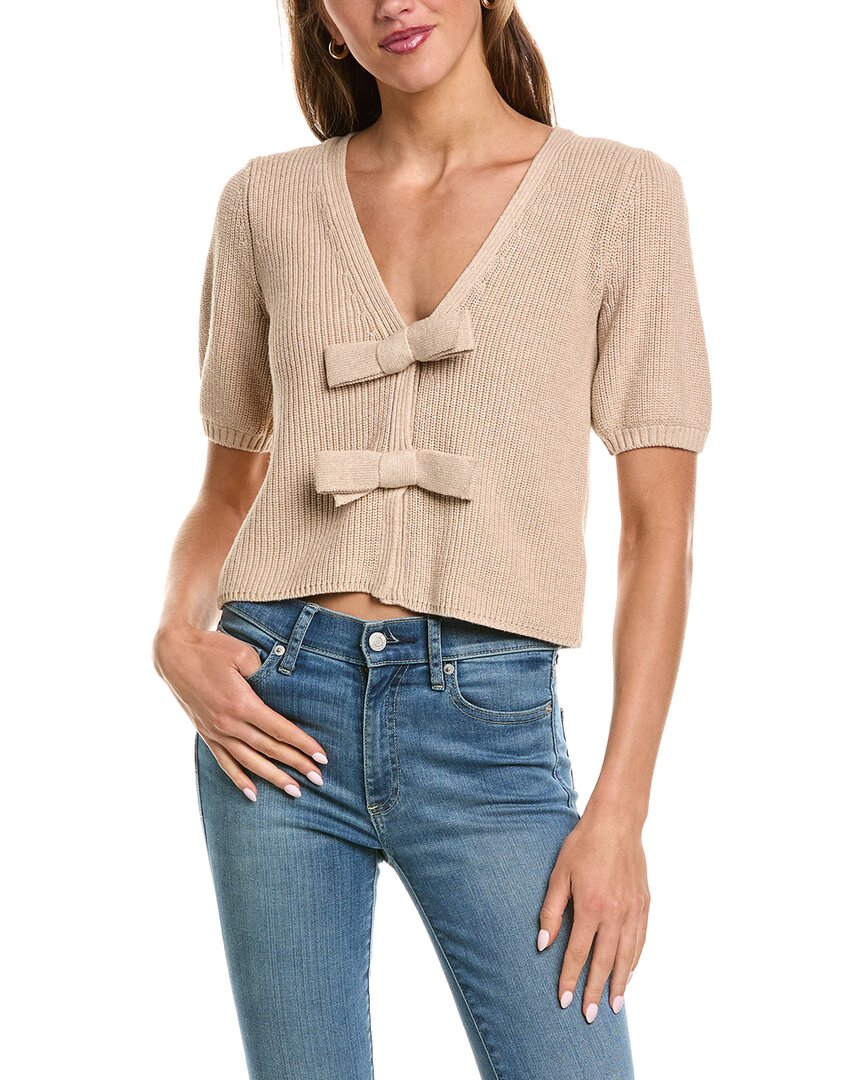 525 America Shaker Puff Sleeve Bow Front Cardigan