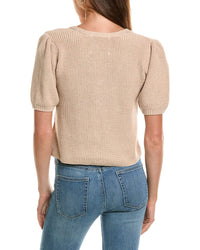 525 America Shaker Puff Sleeve Bow Front Cardigan
