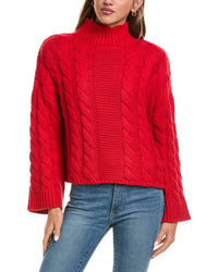525 America 525 America Oversized Chunky Cable Mock Neck Sweater