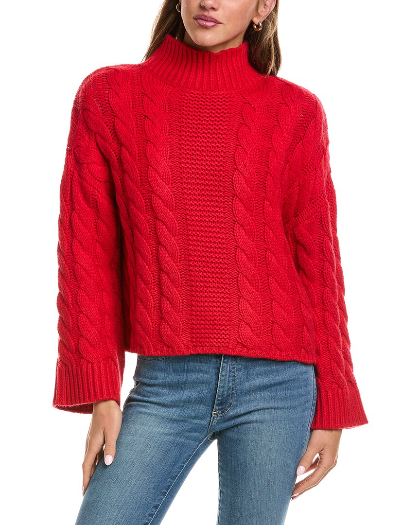 525 America 525 America Oversized Chunky Cable Mock Neck Sweater