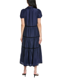 Sail To Sable Button Front Silk-Blend Maxi Shirt Dress