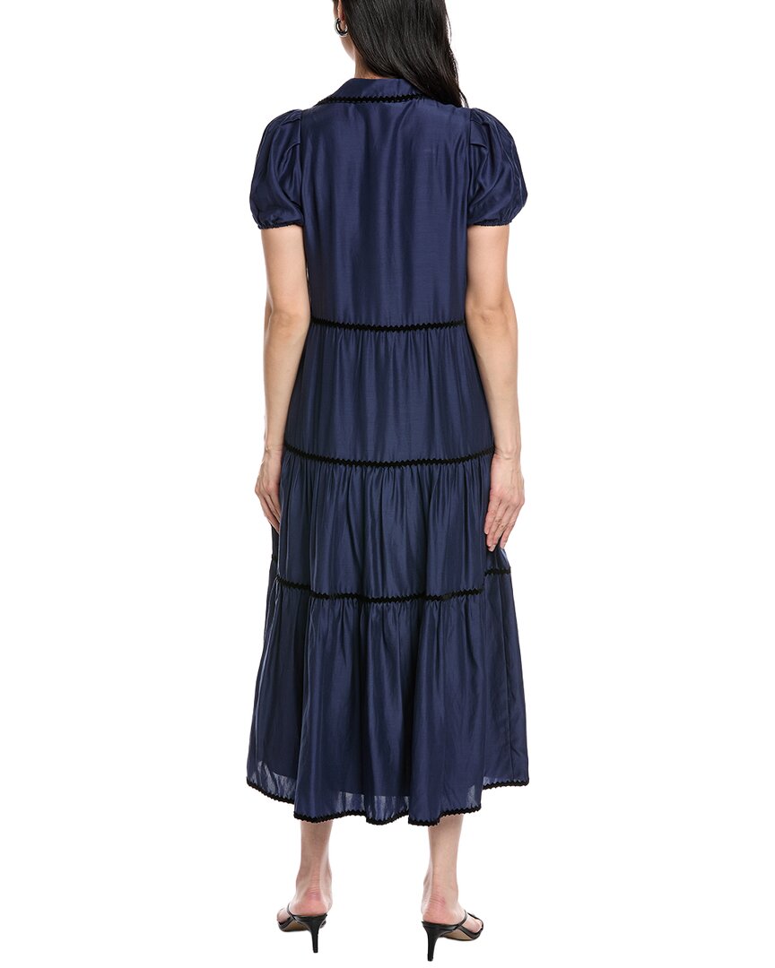 Sail To Sable Button Front Silk-Blend Maxi Shirt Dress
