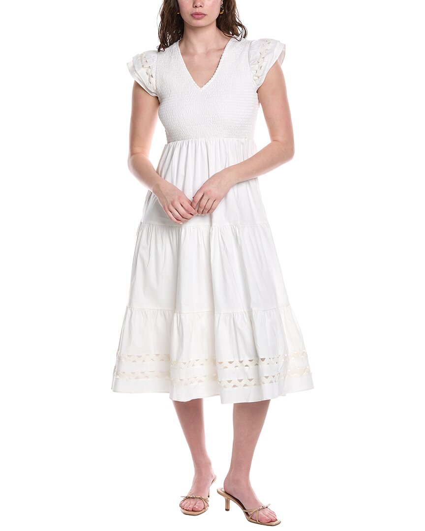 Sail To Sable V-Neck Smocked Midi Dress