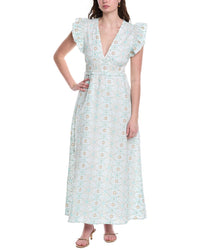 Sail To Sable V-Neck Flutter Sleeve Maxi Dress