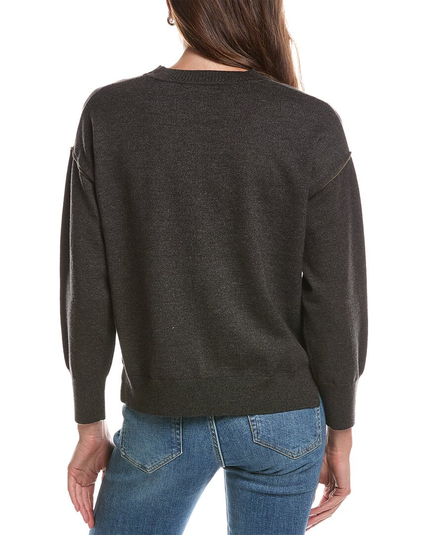 Theo and Spence Theo & Spence Contrast Seam Crewneck Sweater