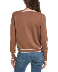 Theo and Spence Theo And Spence Stipe Trim V-Neck Sweater