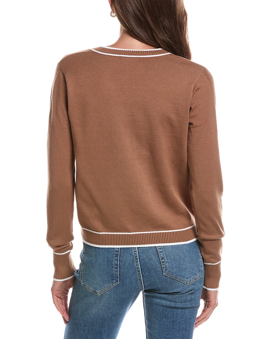 Theo and Spence Theo And Spence Stipe Trim V-Neck Sweater