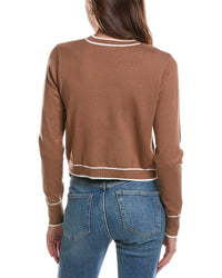 Theo and Spence Theo And Spence Stripe Trim Cropped Crewneck Sweater