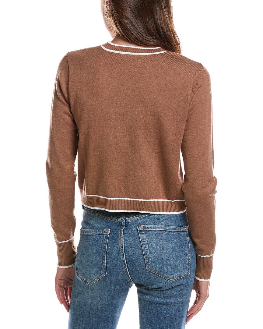 Theo and Spence Theo And Spence Stripe Trim Cropped Crewneck Sweater